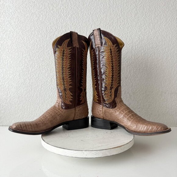 Rod Patrick Mens Cowboy Boots Size 11AAAA Brown Caiman Belly Western Square Toe - Picture 9 of 16